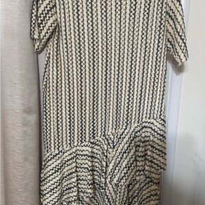 Zara Asymmetrical Black and Cream Dress